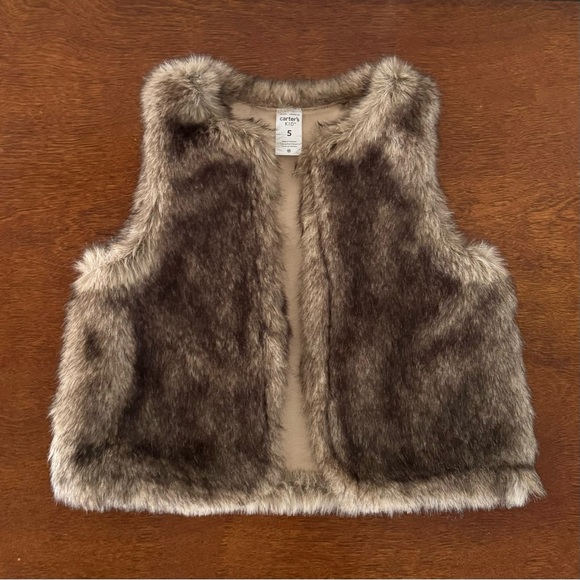 Carters Faux Fur Vest - Brown - Picture 1 of 4
